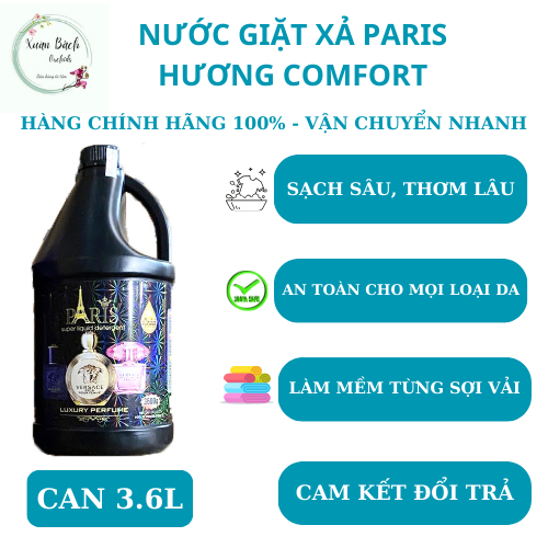 Nước giặt paris 3.6kg hương COMFORT, CÁ NGỰA, công nghệ Thái Lan, Chất lượng, sạch, đậm đặc lưu hương lâu..