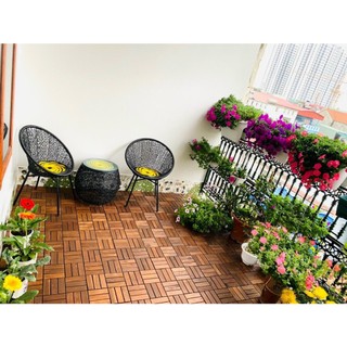 Combo 10 Tấm vỉ gỗ lót sàn sân vườn  - Vỉ gỗ nhựa lót sàn nhà tắm ban công sân thượng ngoài trời chịu thời tiết