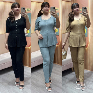 Bộ Bà Ba Quần Dài Áo Tay Phồng Chất Thun Xốp BigSiZe Nữ 60-95kg