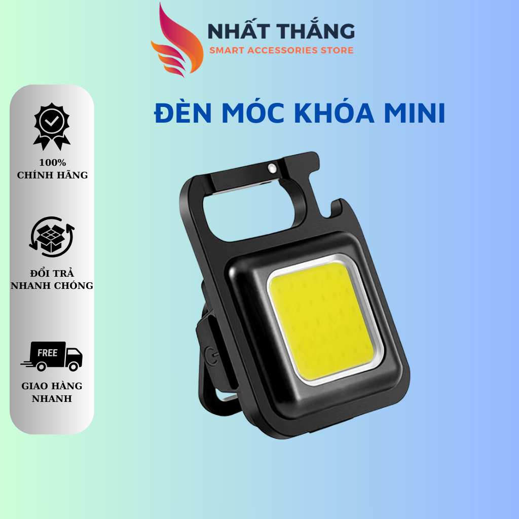 Đèn Pin Led Mini Siêu Sáng COB - Đèn Pin Móc Khóa Dùng Mở Nắp Chai Đa Năng ,Tích điệ và Nhấp Nháy - Sạc Usb