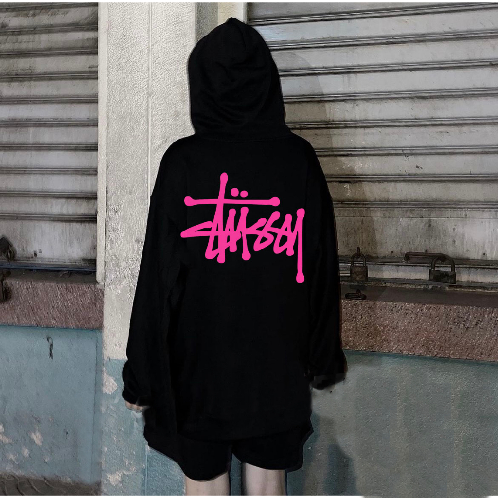 Áo HOODIE Stussy logo hồng chất liệu nỉ bông cao cấp,Áo sweater nam nữ thu đông local brand