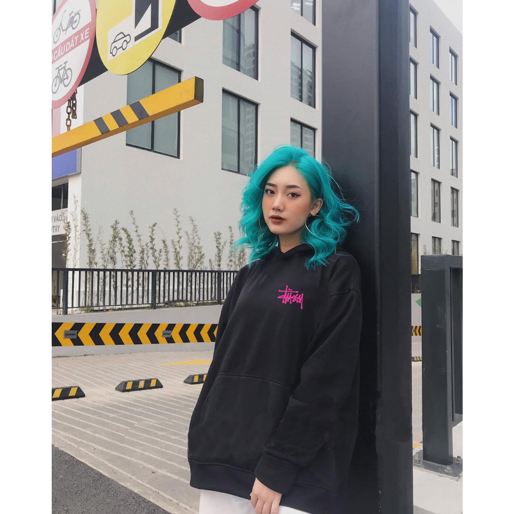 Áo HOODIE Stussy logo hồng chất liệu nỉ bông cao cấp,Áo sweater nam nữ thu đông local brand