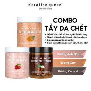Tẩy Da Chết Mặt & Body 300gr Làm Sáng Da, Mịn Mượt, Mùi Hương Thiên Nhiên thương hiệu Keratine Queen | Set Combo