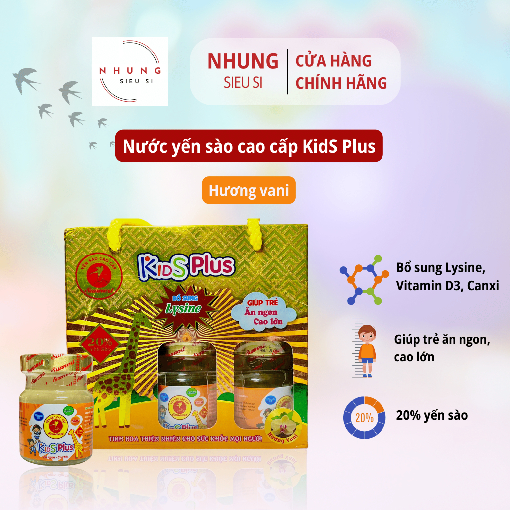Lốc 6 hủ yến sào cao cấp cho bé Sunnest Kids Plus hương vani