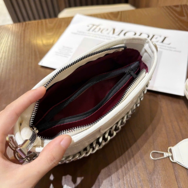 Túi xách nữ đeo chéo thời trang cá tính dáng hộp phối dây xích MS60