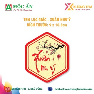 30 tem dán tết, nhãn tết lớn 9x10cm-lục giác cán bóng đẹp