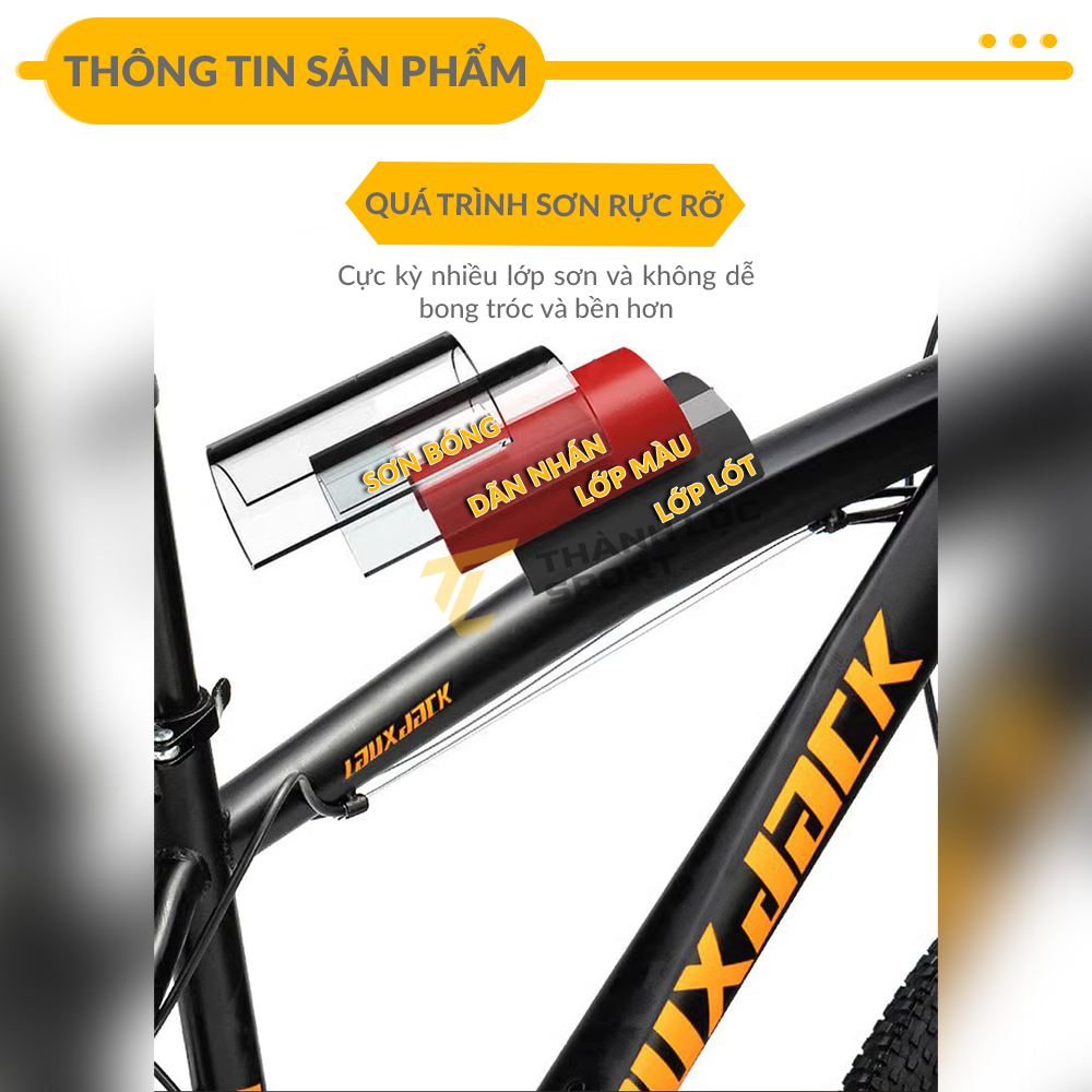 Xe đạp thể thao ngoài trời LAUX JACK Có Giảm Sốc, Kèm Chắn Bùn, Còi, Đèn Phản Quang, Bánh 26inch, 21 Tốc Độ - TL Sport
