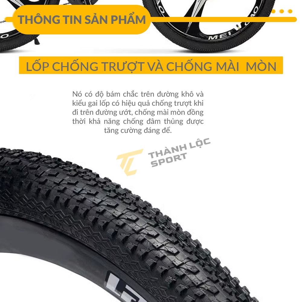 Xe đạp thể thao ngoài trời LAUX JACK Có Giảm Sốc, Kèm Chắn Bùn, Còi, Đèn Phản Quang, Bánh 26inch, 21 Tốc Độ - TL Sport