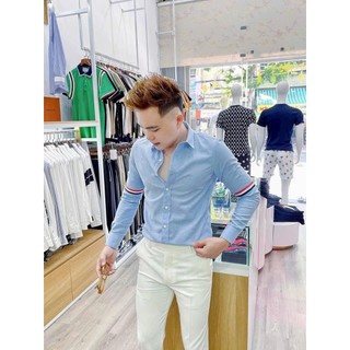 Áo sơ mi nam tay dài họa tiết - chất lụa đũi co giãn nhẹ ms238