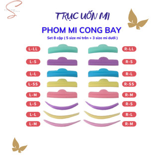 Trục Uốn mi phom cong bay - Set 8 cặp ( 5 size mi trên và 3 size mi dưới )