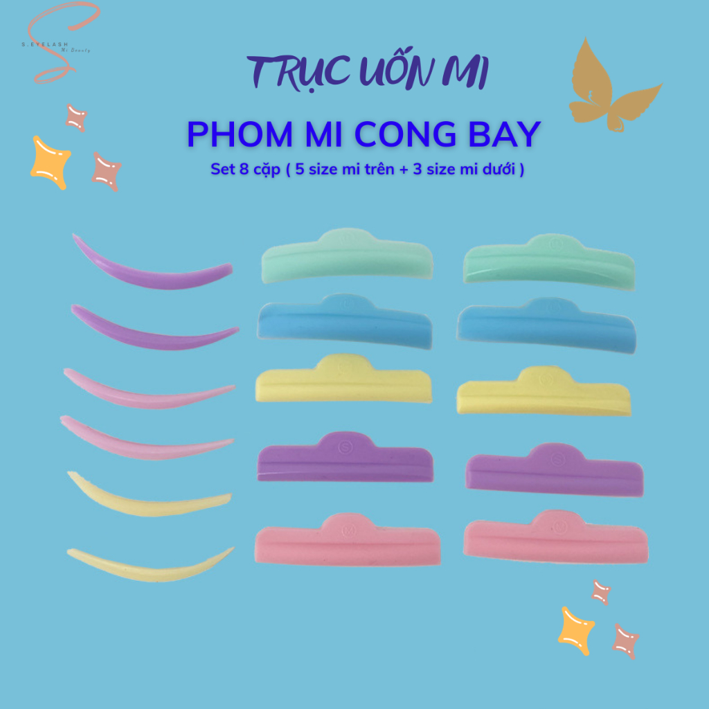 Trục Uốn mi phom cong bay - Set 8 cặp ( 5 size mi trên và 3 size mi dưới )
