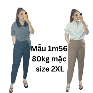 Quần baggy bigsize nữ THẢO MINHON quần cạp cao dáng công sở chất liệu thun cát Nhật co giãn 50-95kg