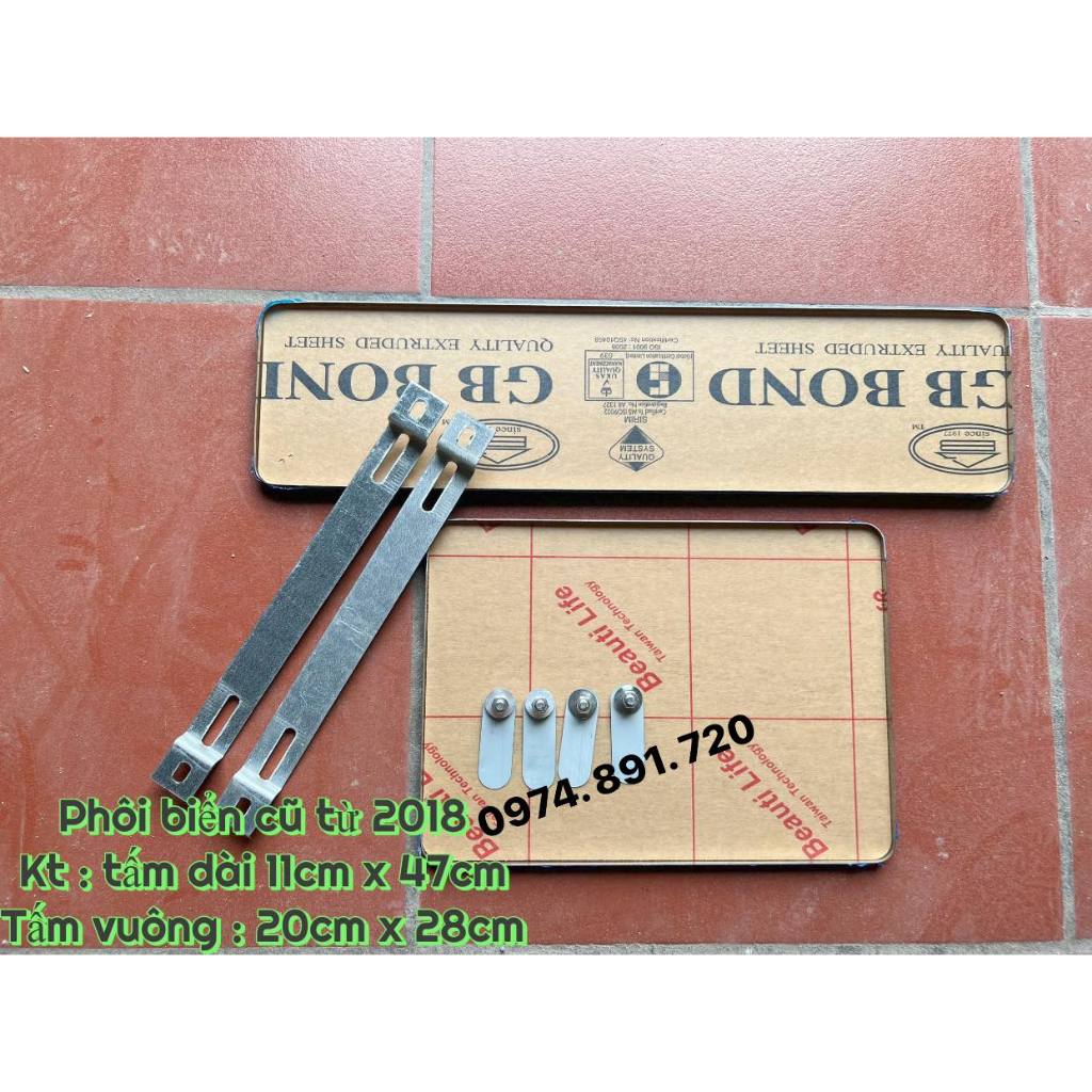 Phôi biển số, Khung ép biển số Ô Tô Kích Thước Cũ TỪ 2018 (Biển Dài 11*47cm, Biển Vuông 21*28,5cm)
