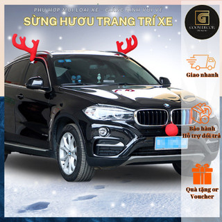 Cặp sừng tuần lộc và mũi đỏ trang trí xe hơi cài cửa kính- sừng hươu trang trí xe hơi & mũi tuần lộc giáng sinh