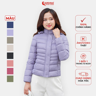  Áo phao nữ CARDINA dáng ngắn siêu nhẹ vải gió trơn trần bông siêu ấm chống thấm cản gió mềm mại màu sắc trẻ trung 4PNF01 