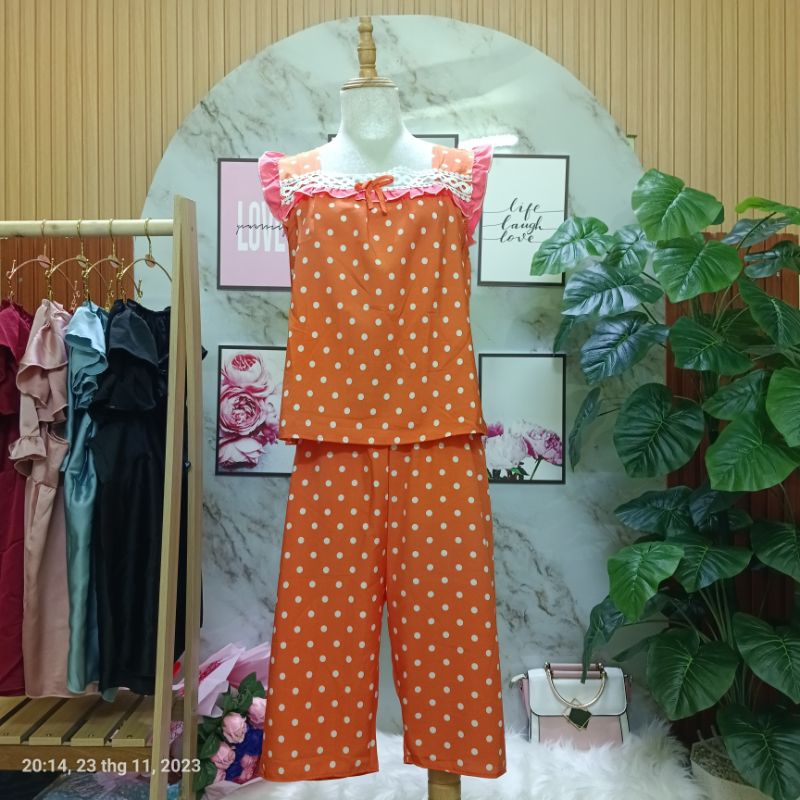 💗Set Lửng chấm bi phối ren cổ áo mặc nhà , siêu kute , đáng yêu Chipchip90 S00708