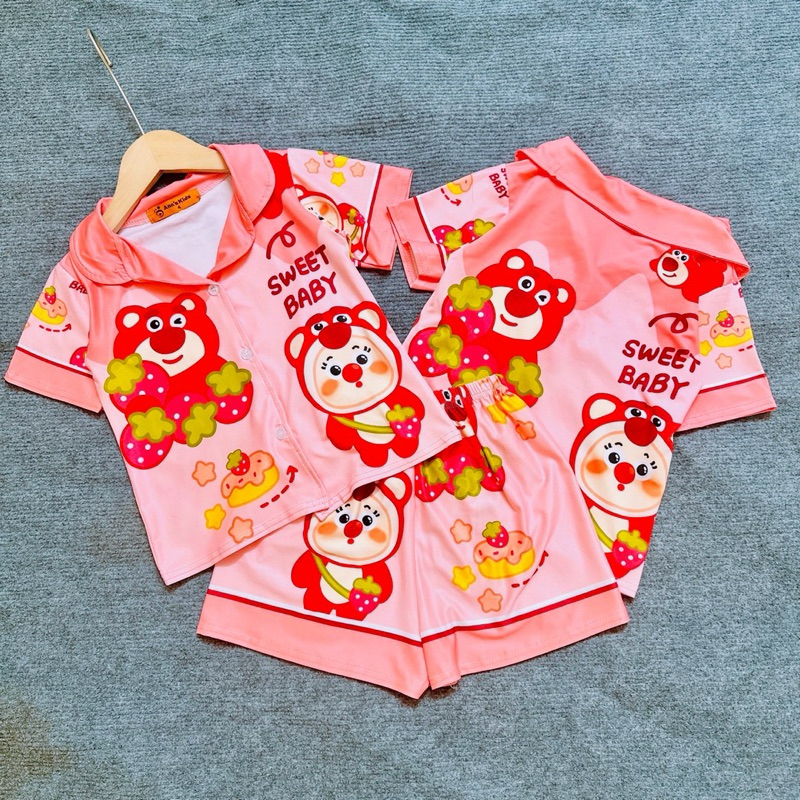 (10-45kg) Bộ áo cộc quần lửng mặc ngủ, mặc nhà chất thun lạnh in 3D hoạ tiết hoạt hình xinh xắn