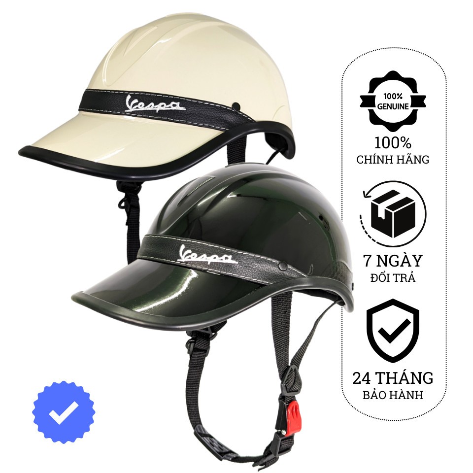 Nón Bảo Hiểm Lưỡi Trai Vespa Style có khoét lỗ Giá Rẻ