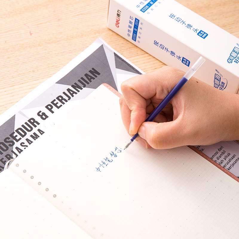 Ruột Bút Gel Deli 0.5mm dùng Cho Bút Bi Bấm A057B A575 A623 S101 - Viết Êm Trơn Tru Không Gai Mực Lâu Hết Mực Ngòi S206