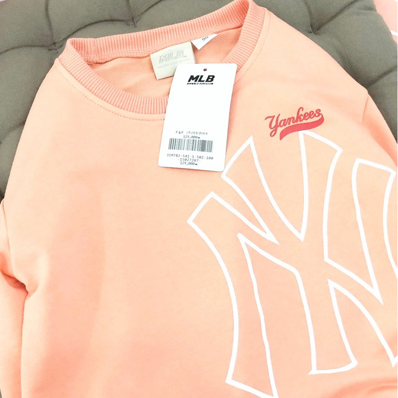 Bộ nỉ da cá NY Mlb cho bé gái màu hồng cam size từ 12-35 cân