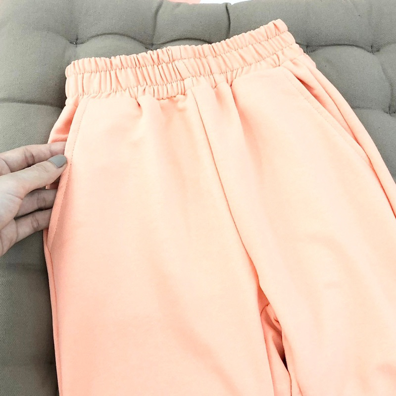 Bộ nỉ da cá NY Mlb cho bé gái màu hồng cam size từ 12-35 cân