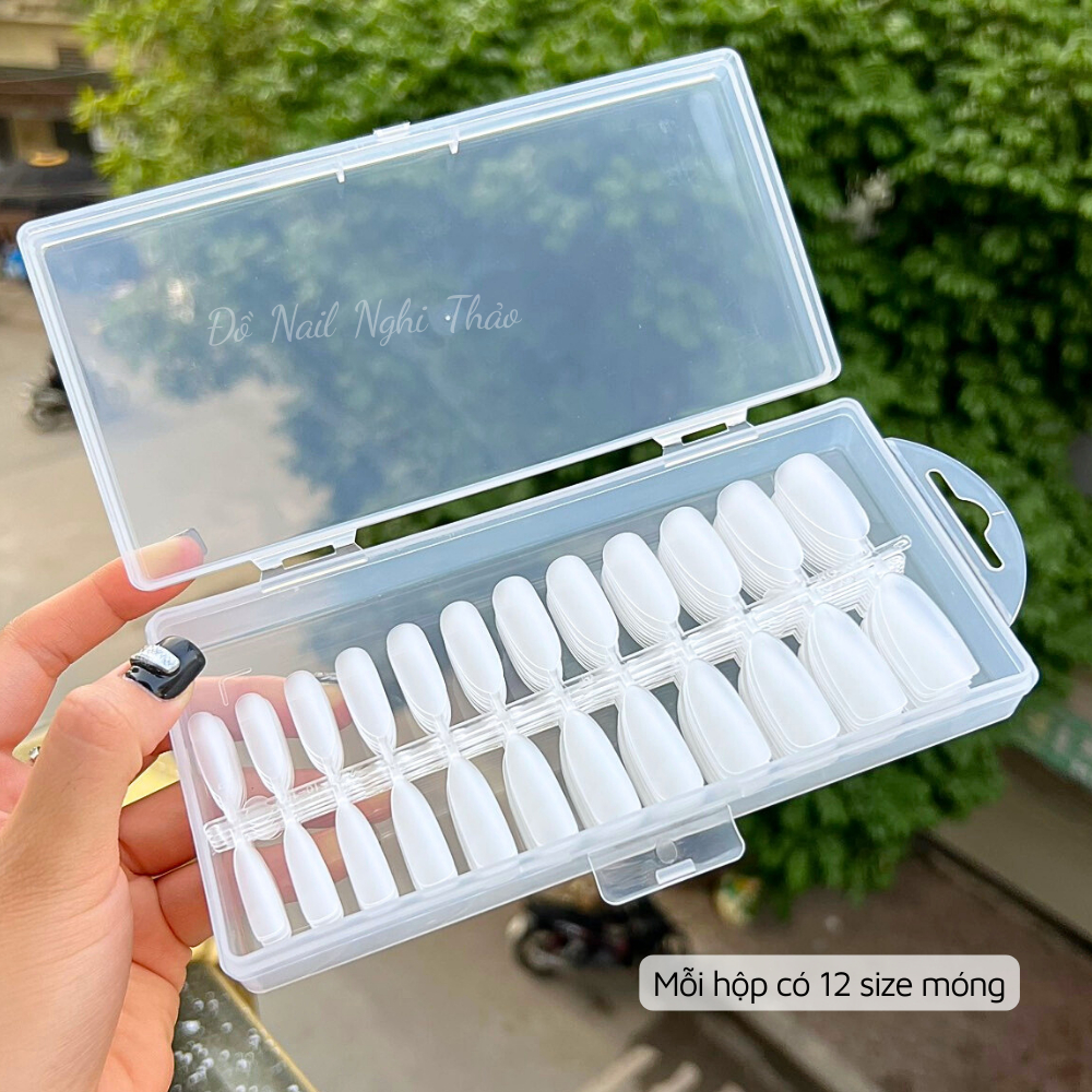 Móng úp tay nhám form hạt gạo hộp 240 móng Nghi Thảo
