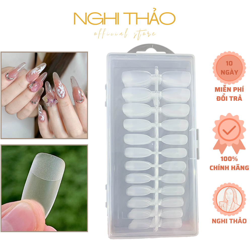 Móng úp tay nhám form hạt gạo hộp 240 móng Nghi Thảo