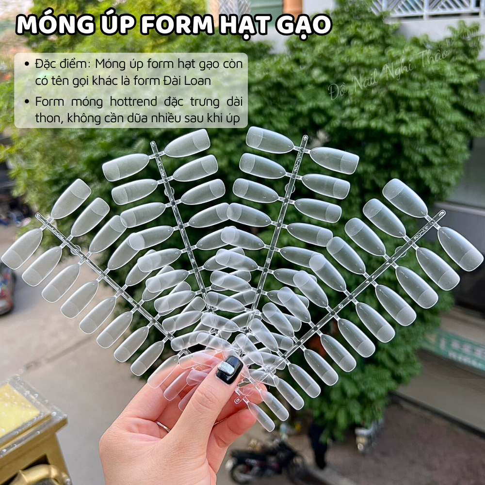 Móng úp tay nhám form hạt gạo hộp 240 móng Nghi Thảo