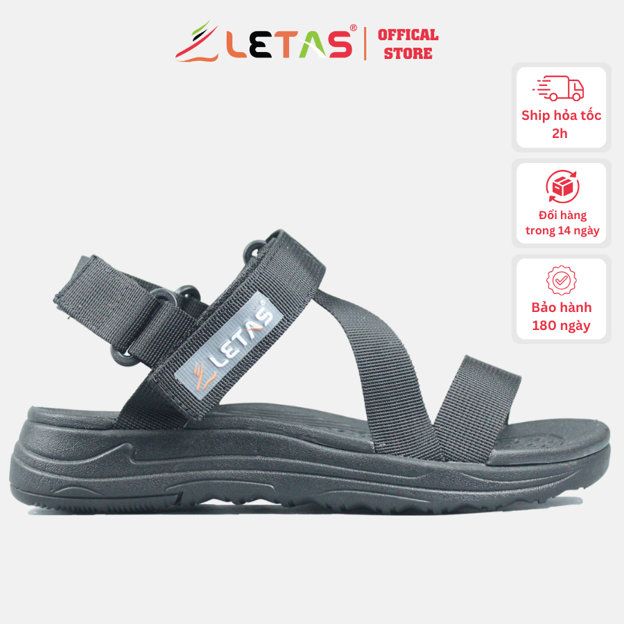 Sandal Nữ Letas IP 68 nhẹ nhanh khô màu đen full