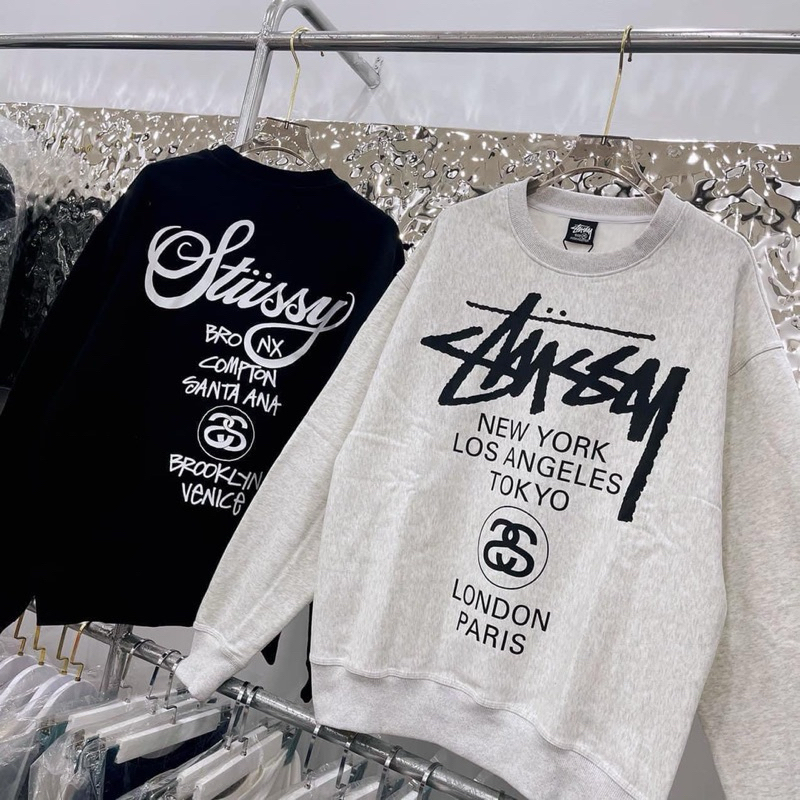 Áo Sweater STUSSY world tour cao cấp, áo nỉ mùa đông ấm áp, hàn quốc