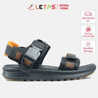 Sandal Nam Letas D711 Đen Đen thêu quai