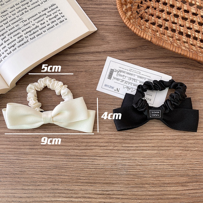 Kẹp tóc/cột tóc nơ satin trơn bản lớn màu đỏ/đen/hồng nổi bật phong cách công chúa/tiểu thư vintage siêu xinh cho bé