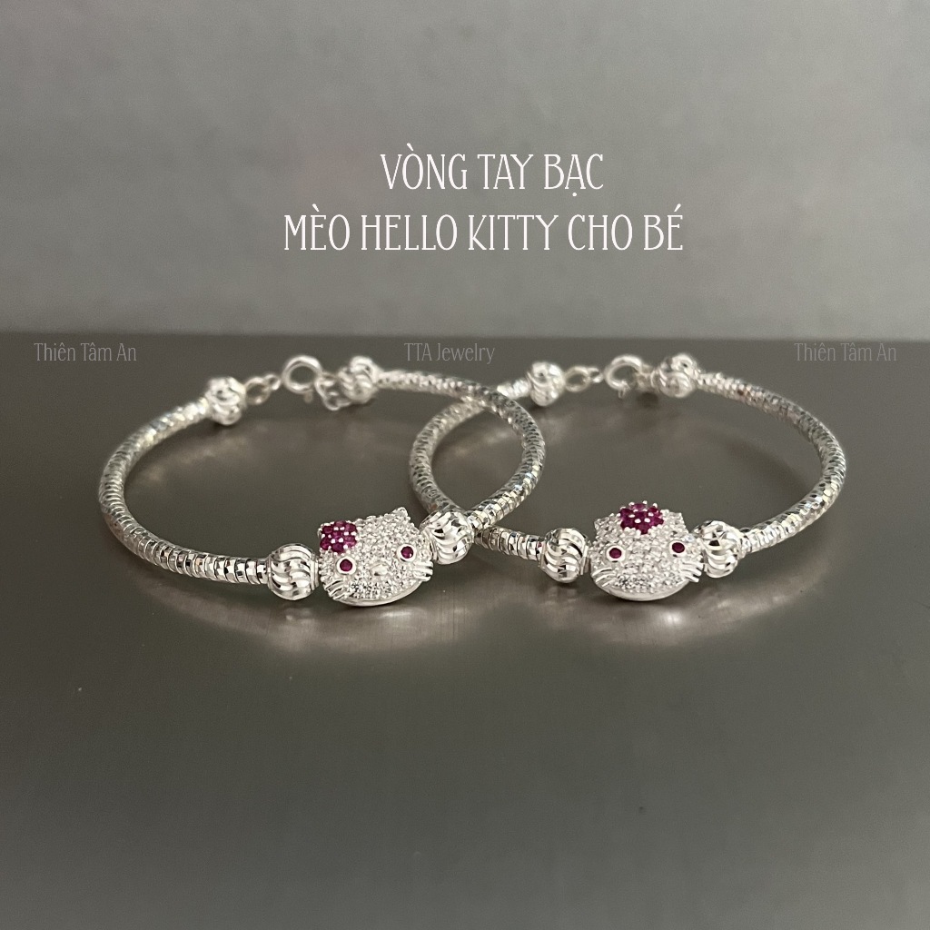 Vòng tay Bạc Mèo Hello Kitty cho bé gái từ 2 đến 6 tuổi - Quà tặng thôi nôi, sinh nhật, ngày kỷ niệm- TTA.L142 Jewelry