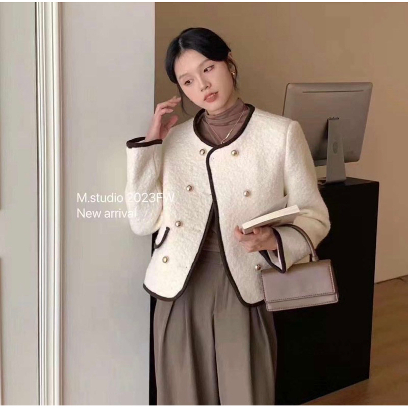 XTEEN - Áo Dạ Dáng Lửng Lông Xù - QC 2005