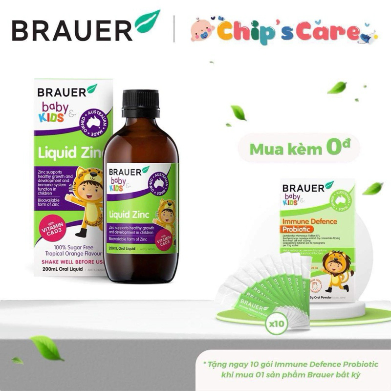 Brauer Liquid Kẽm ZinC cho trẻ từ 1 tuổi