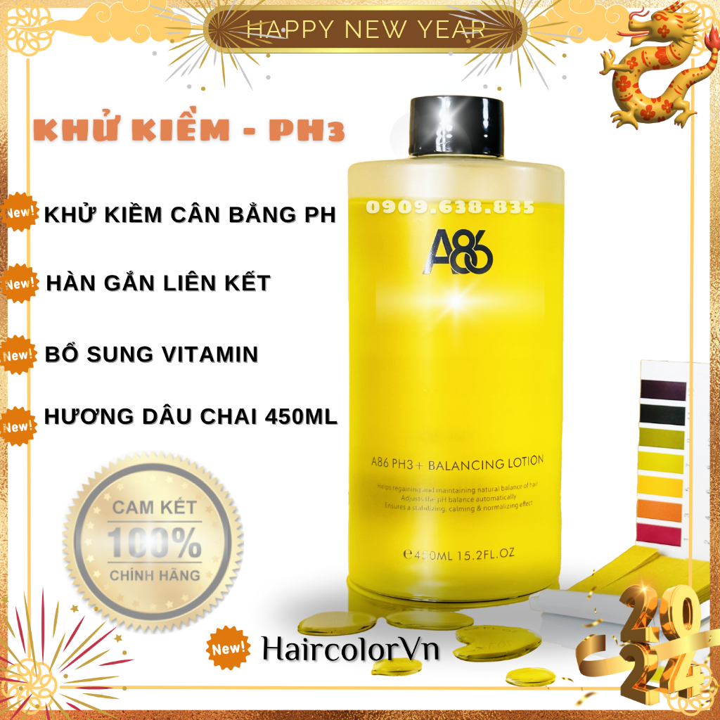 PH3+ A86 khử kiềm hàn gắn liên kết bổ xung vitamin protein cho tóc chai 450ml