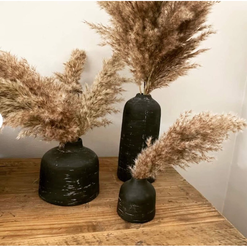 Hoa cỏ lau  xù khô màu xám nâu siêu sang, bông cỏ lau decor vintage màu sáng sang trọng