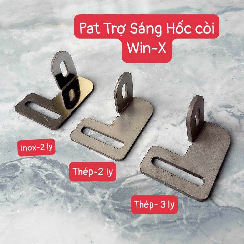 Pat gắn trợ sáng chân gương thẳng kiểu mới  inox304