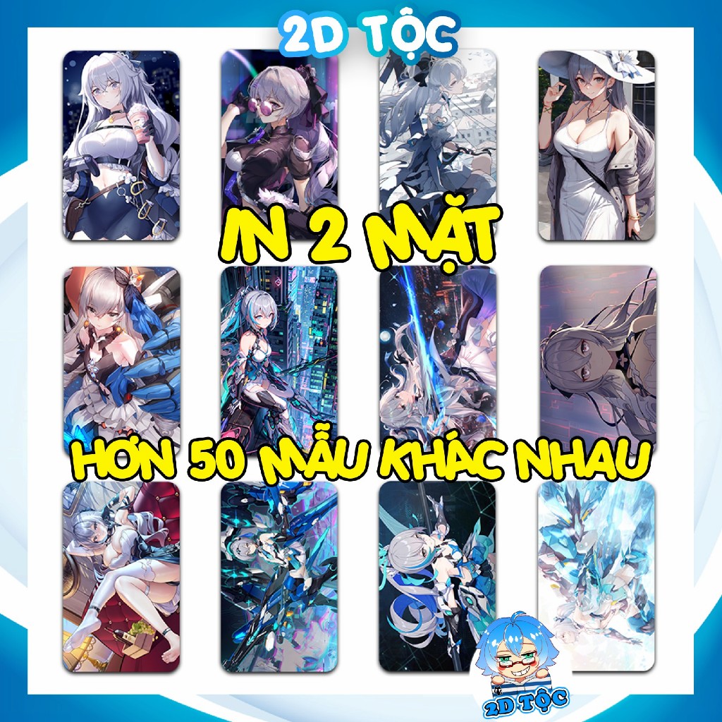 Ảnh Card Thẻ Bo Góc in 2 mặt Bronya Zaychik Fu Hua Game Honkai Impact 3rd - Giấy Dày Cứng - Có Cán Màng