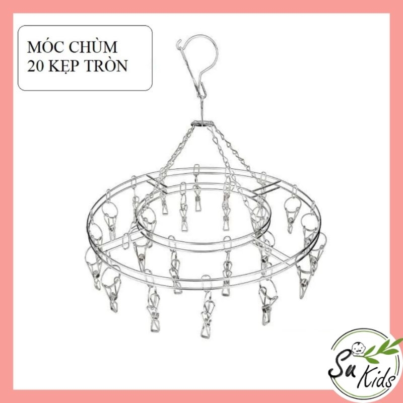 Móc chùm, móc tròn inox phơi quần áo trẻ em