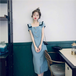 Đầm váy xanh mặc 2 kiểu trẻ trung dạo phố cổ thuỷ thủ
