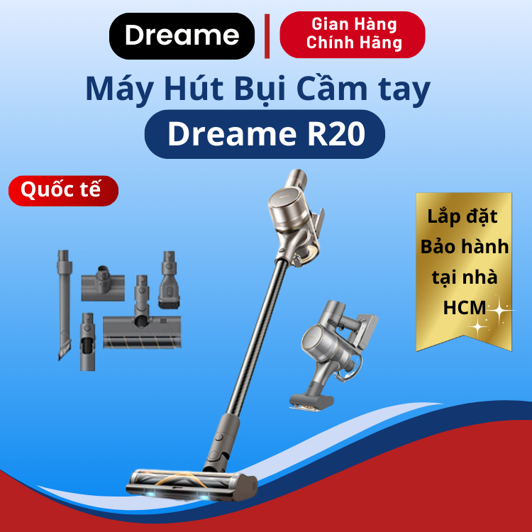 Máy Hút Bụi Cầm Tay Không Dây Dreame R20 | V12 Pro - Lực Hút 32.000 Pa - Phiên Bản Quốc Tế - BH 12 Tháng