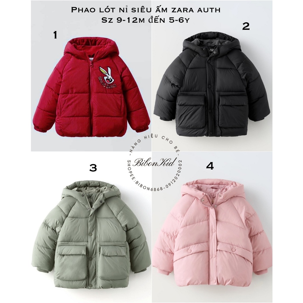 Áo phao .ZARA. lót nỉ ấm từ 12-18m đến 5-6y