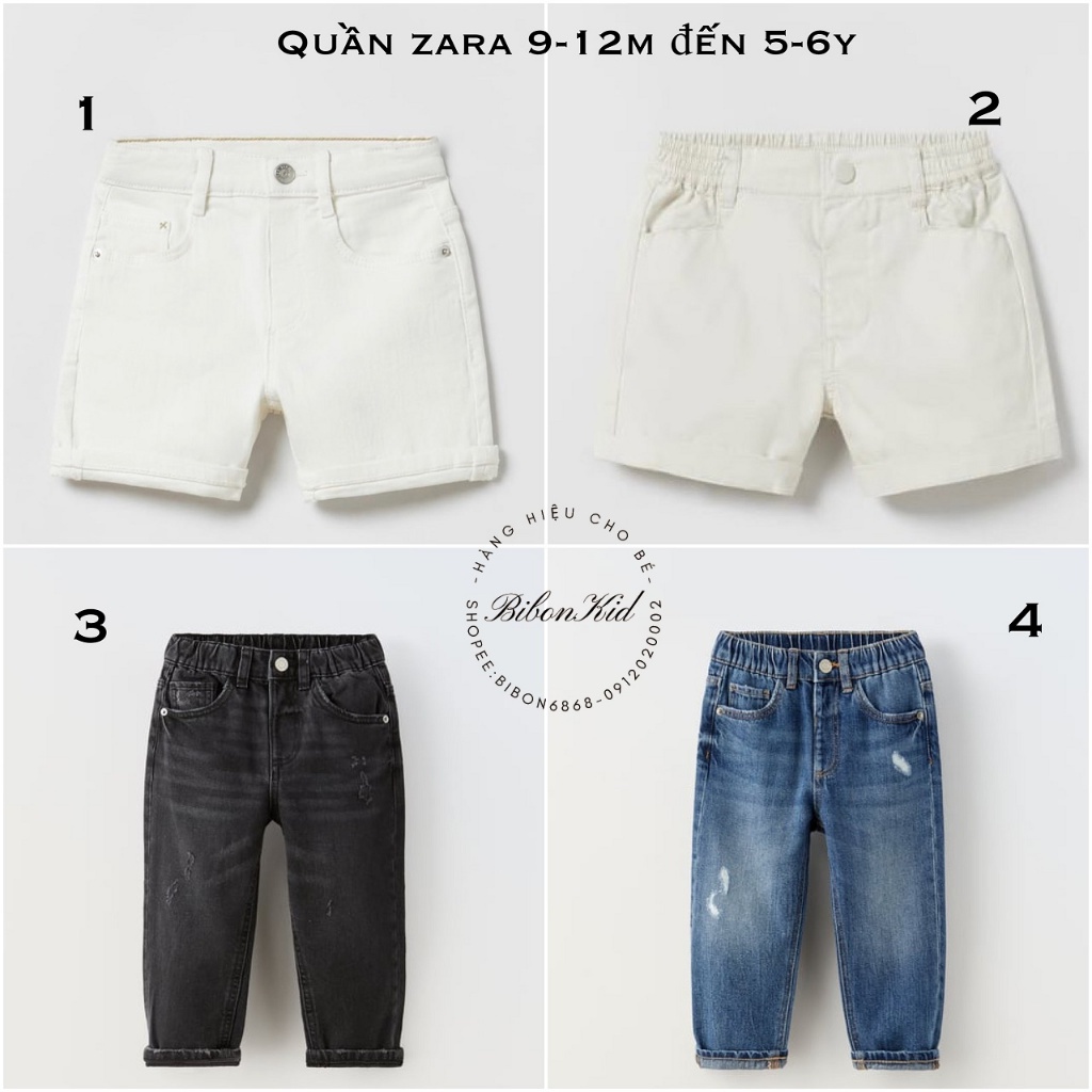 Quần jean/ kaki form nhỏ Zara Auth Spain/China 9-12m đến 5-6y