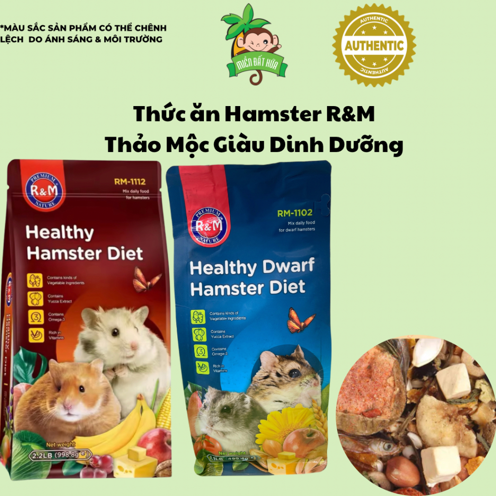 Thức ăn Hamster - Thức ăn cao cấp R&M thảo mộc và thịt sấy phù hợp cho Hamster Bear, Winter White, Robo, Campell