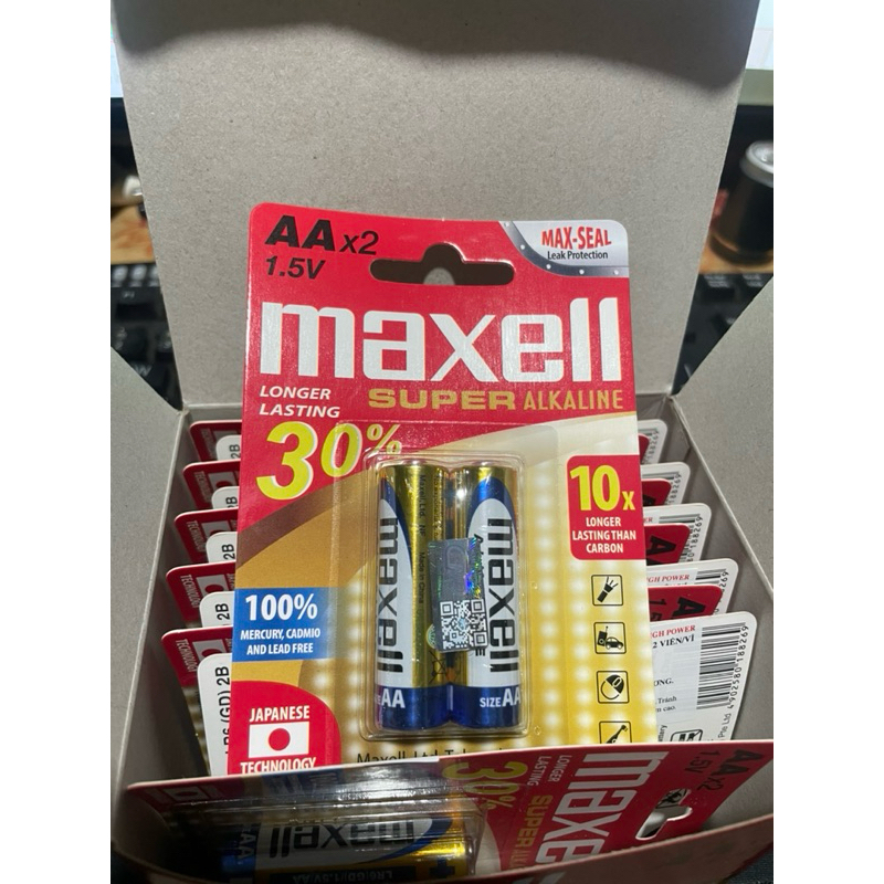 Hộp 20 viên (10 đôi) pin AA maxell akaline siên bền