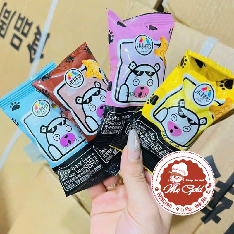 Bánh gấu Cute Bear nhân kem, bánh quy gấu Miqi Duo