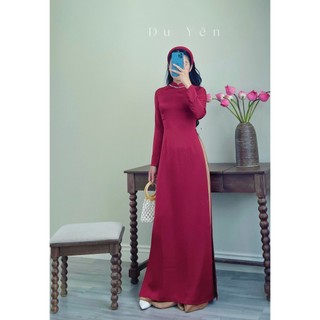 Áo dài cách tân lụa tây thi , áo dài nhã đỏ trầm