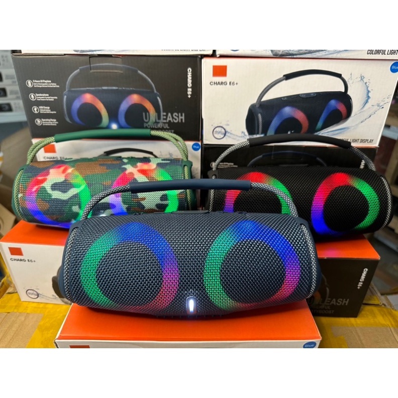 Loa Bluetooth JBL BoomBox E6+ phiên bản mới 2023 độ đèn led cùng âm thanh bass căng công suất 10w pin trâu
