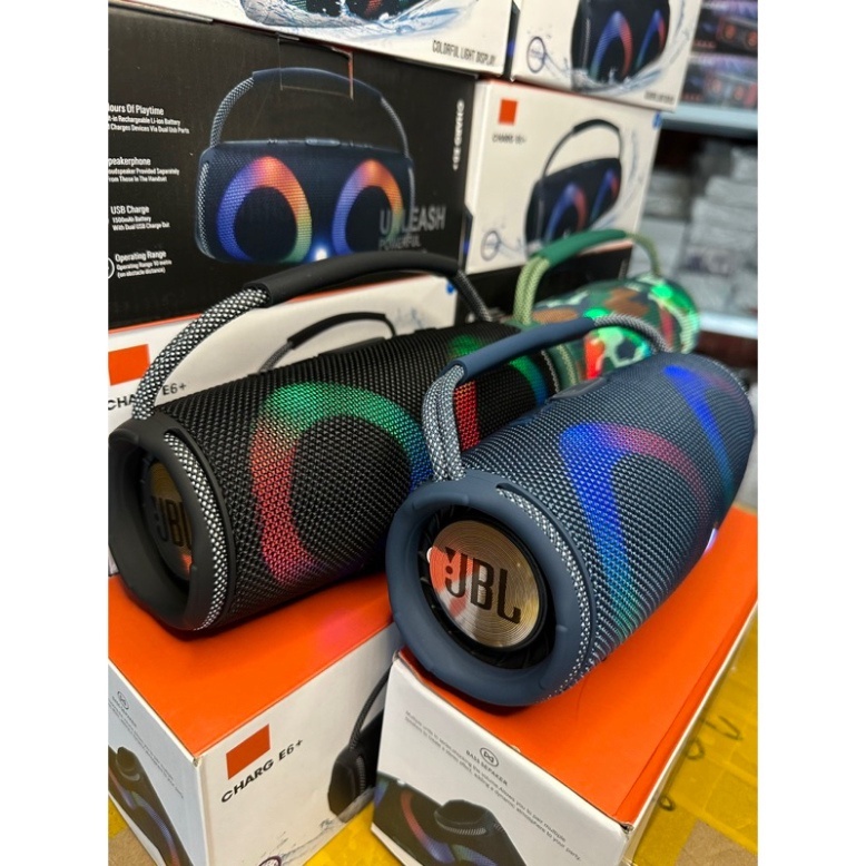 Loa Bluetooth JBL BoomBox E6+ phiên bản mới 2023 độ đèn led cùng âm thanh bass căng công suất 10w pin trâu